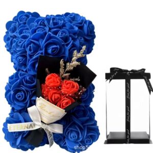 1pc 25cm Artificial Foam Flowers Bear Rose Bear Romantic Creative Gifts For Valentines Day Anniversary Wedding (with gift box)