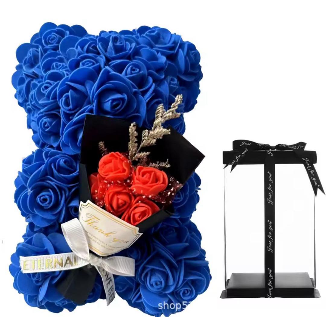 1pc 25cm Artificial Foam Flowers Bear Rose Bear Romantic Creative Gifts For Valentines Day Anniversary Wedding (with gift box)