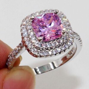 2025 Gorgeous Cubic Zirconia Women Rings Pink/White/Yellow CZ Temperament Elegant Lady's Jewelry for Wedding Anniversary Party