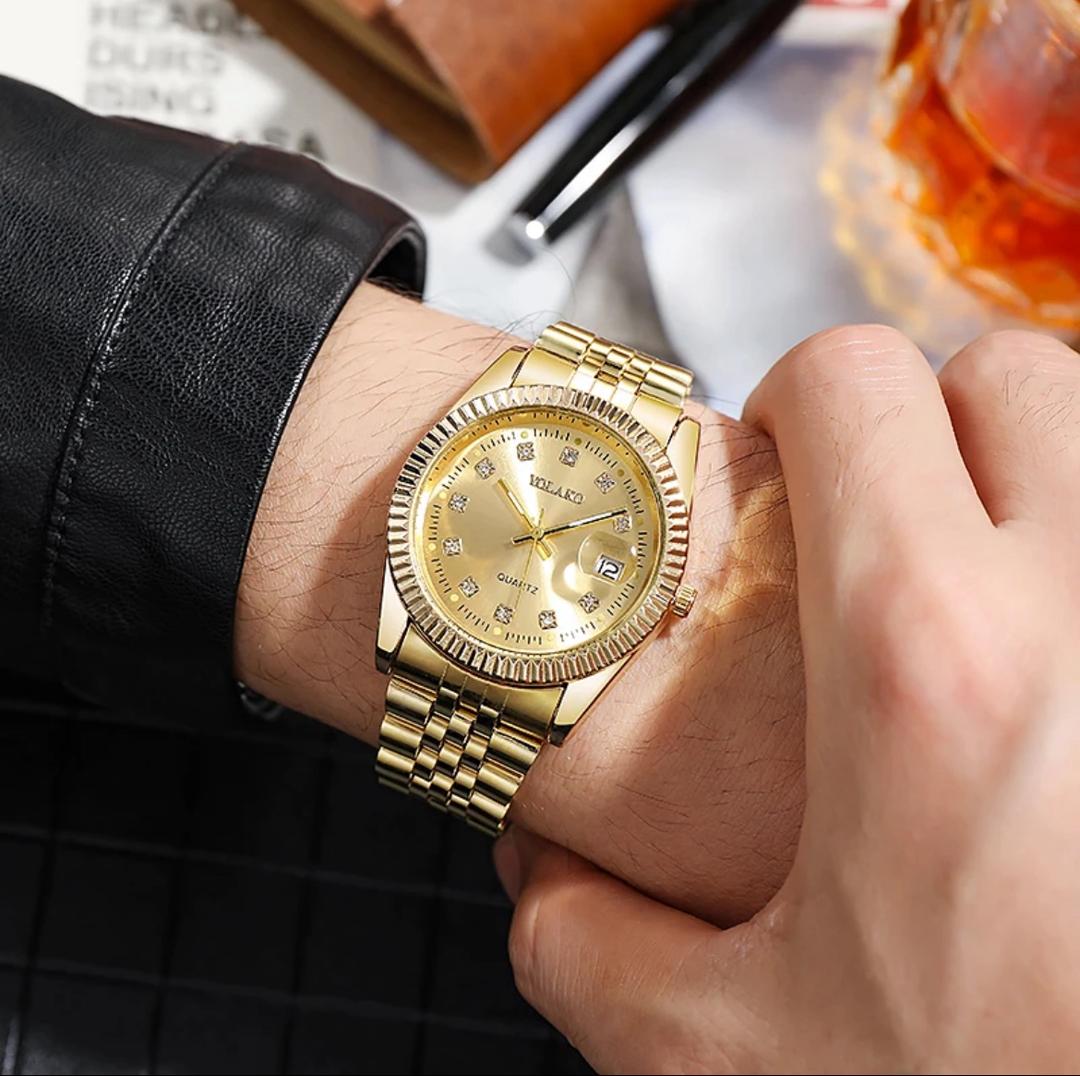 1 PCs Fashion Gold Steel Watch