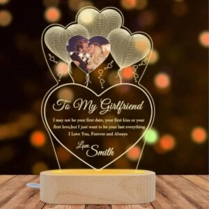 Custom Photo Night Light Engraved 3D Lamp With Photo Gift For Her Engagement Gift Couple Personalized Anniversary Gift Bedroom