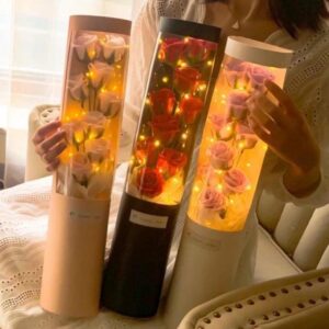9 Head Soap Roses with Lighting Festive & Party Supplies Artificial Flower Romantic Hugging Bucket Bouquet Valentine's Day Gift