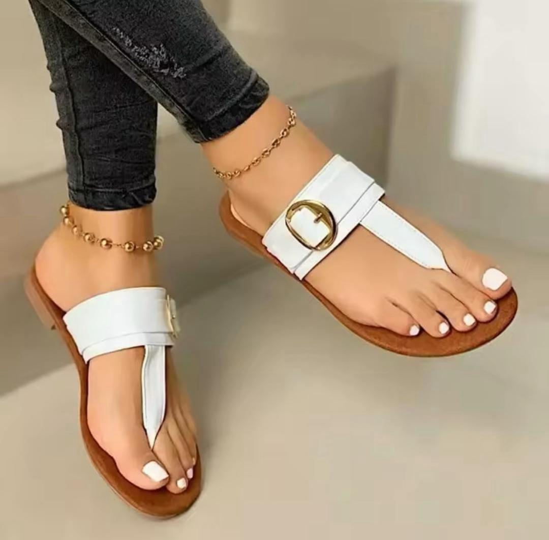Women's Shoes 2025 Summer New Fashion Clip Toe Flat Women's Flip Flops Beach PU Leather Casual Ladies Slippers Zapatos Mujer