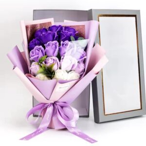 Artificial Purple Flower Rose Bouquet