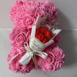 Artificial Foam Flowers Bear Rose Bear Romantic Creative Gifts For Valentines Day Anniversary Wedding [with gift box]
