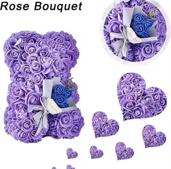 1pc 25cm Artificial Foam Flowers Bear Rose Bear Romantic Creative Gifts For Valentines Day Anniversary Wedding (with gift box) - Image 2