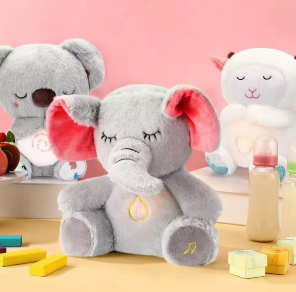 Baby Toy Breathing Soothing Koala Rabbit Doll Sleeping Companion Music And Light Toy Elephant Capybara Plush Doll Kids Gift - Image 2