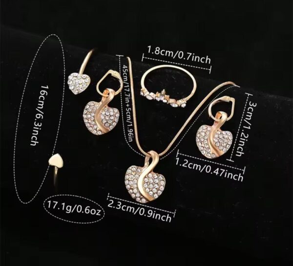 Women's Quartz Watch Gold Luxury Women Ring Necklace Earring Rhinestone - Image 4