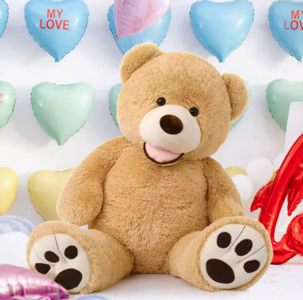 Giant Teddy Bear with Big Footprints Plush Stuffed Animals Light Brown 39 inches - Image 2