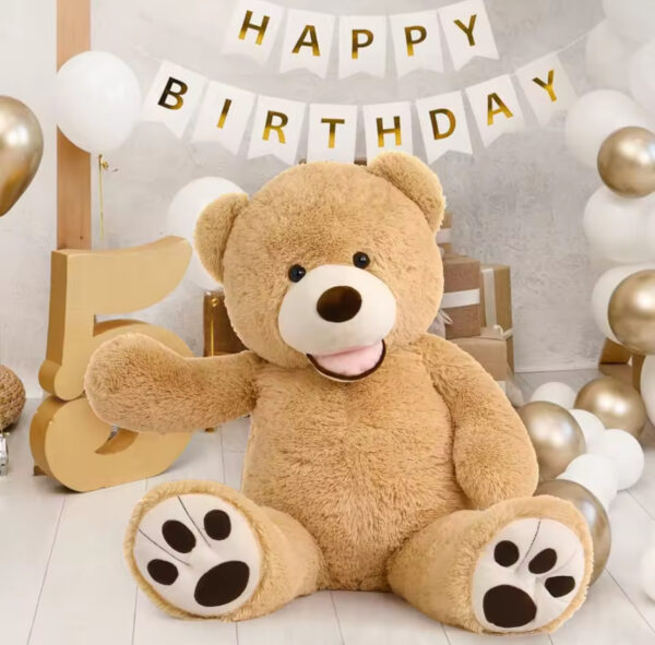 Giant Teddy Bear with Big Footprints Plush Stuffed Animals Light Brown 39 inches - Image 3