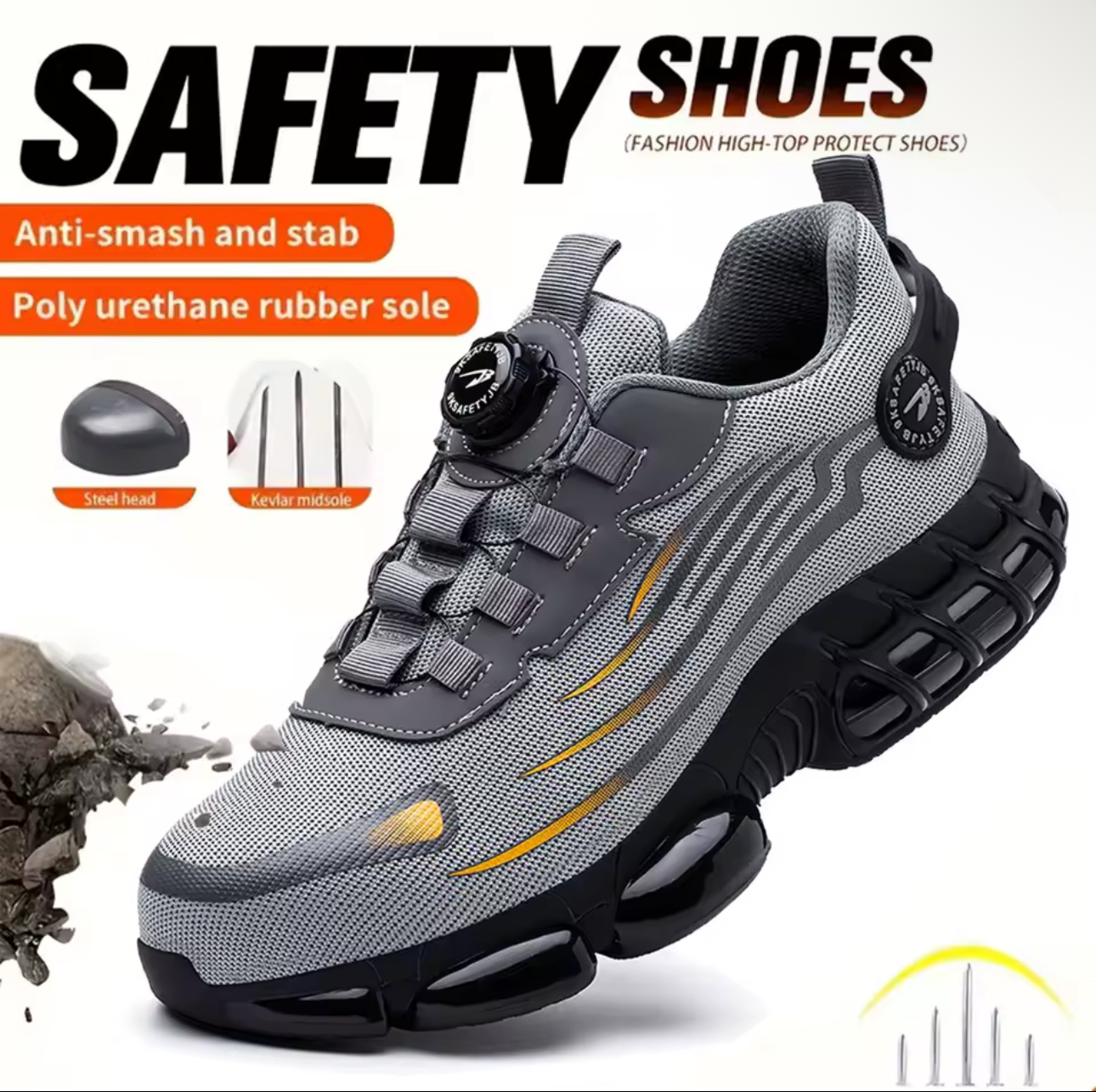 Breathable lace-free soft sole comfortable anti-smash anti-puncture labour insurance shoes