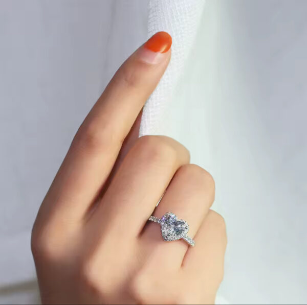 Luxury Silver Color Heart Ring for Women - Image 2