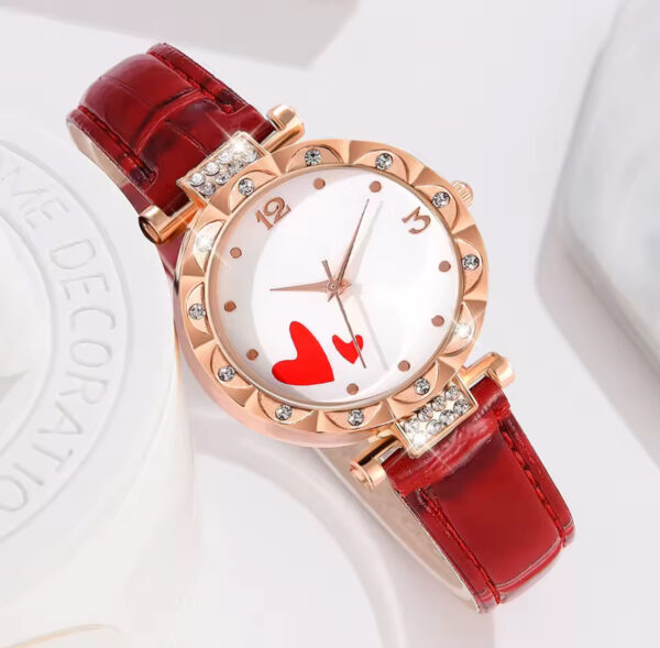 Red Women Watch 5PCS/Set Leather Strap - Image 4