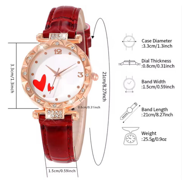Red Women Watch 5PCS/Set Leather Strap - Image 5