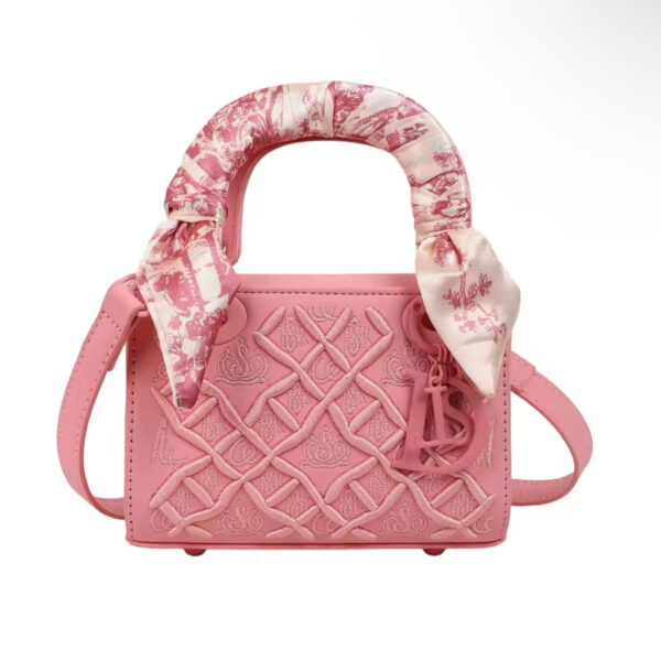 Women New high-end silk scarf embroidered small square bag versatile bag - Image 5