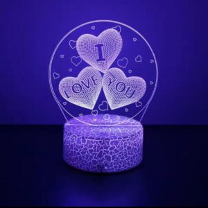 3D heart shape acrylic bedside lamp