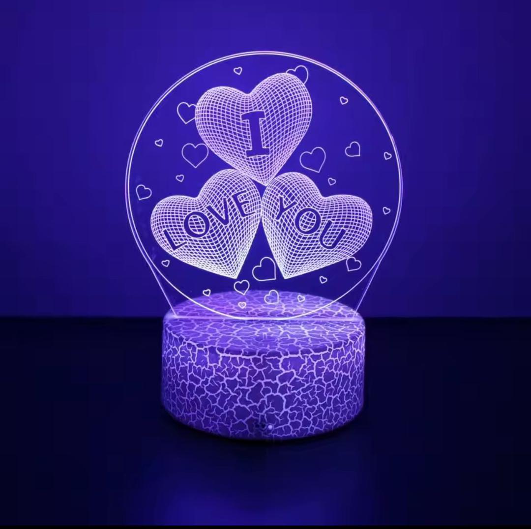 3D heart shape acrylic bedside lamp