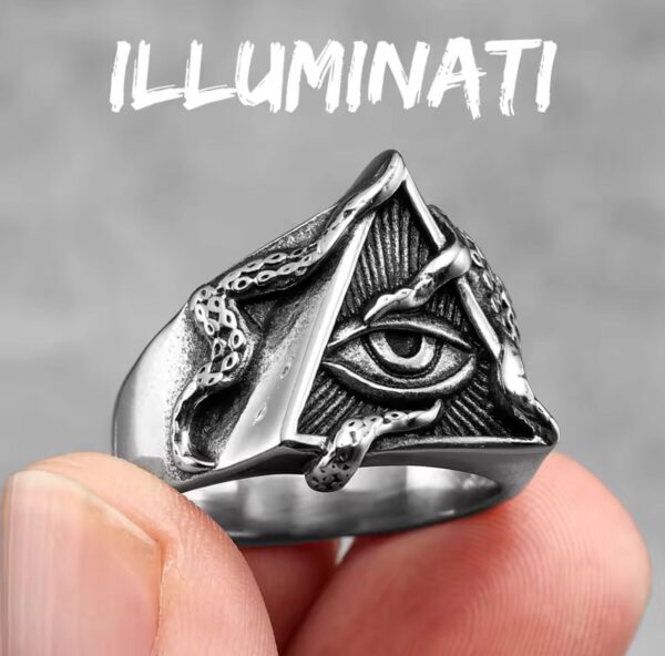 Freemason Illuminati Triangle Masonic Stainless Steel Mens Ring - Image 3