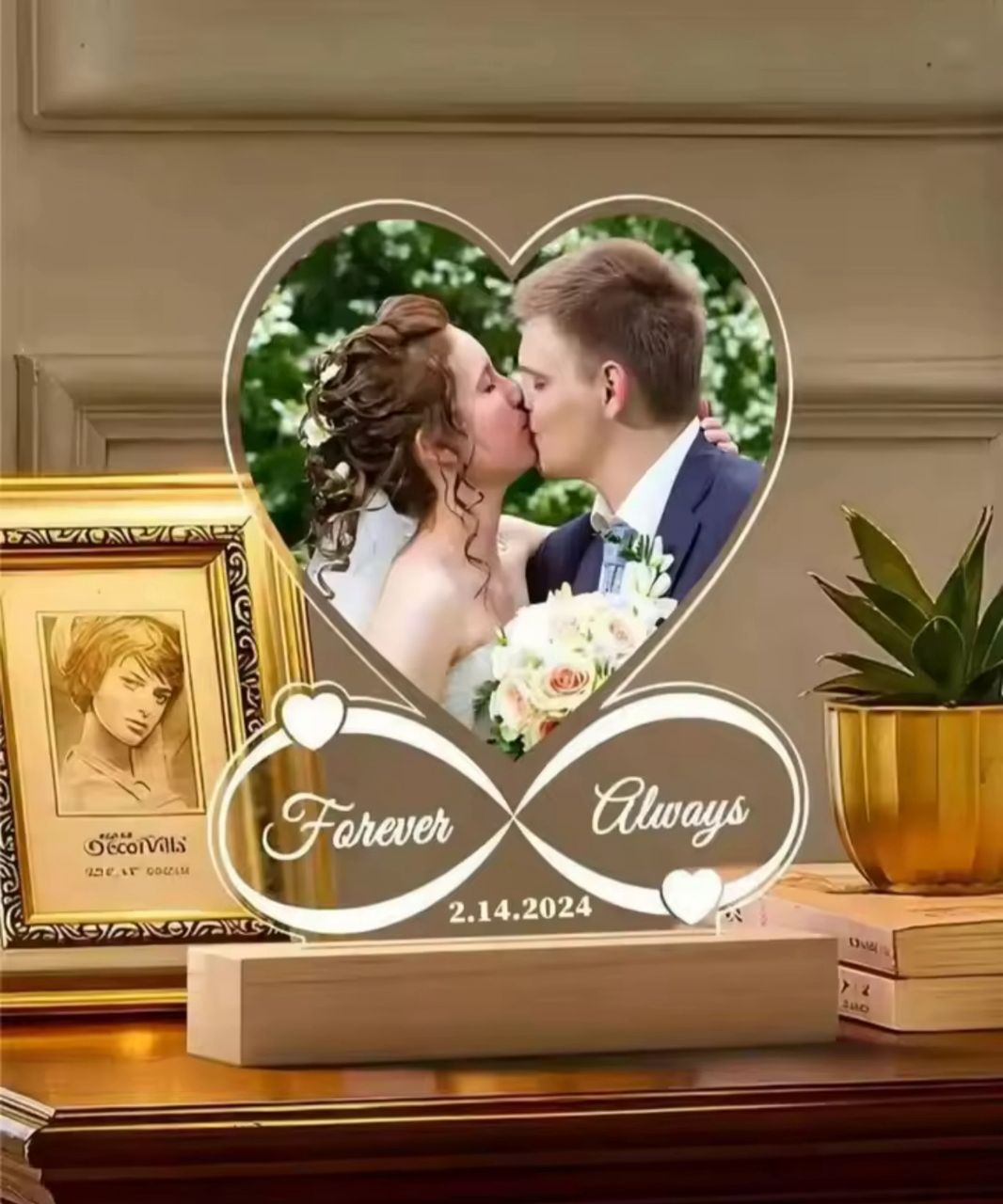 Custom Acrylic Heart Picture Frame With Photo