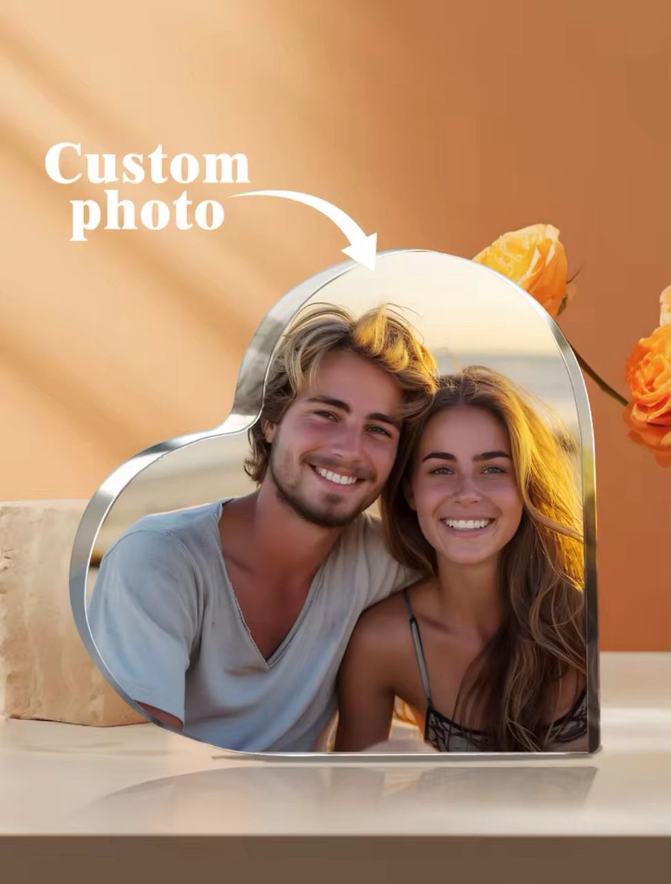 Custom Products Acrylic Heart Plaque Photo Text