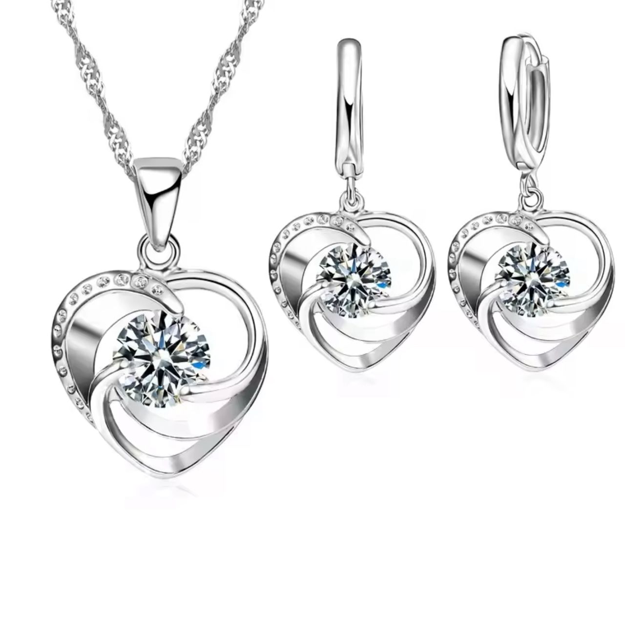 Silver Necklace & Earrings Set