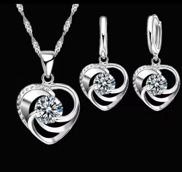 Silver Necklace & Earrings Set - Image 2