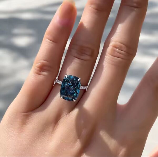 Oval Blue CZ Rings Women Ring - Image 2