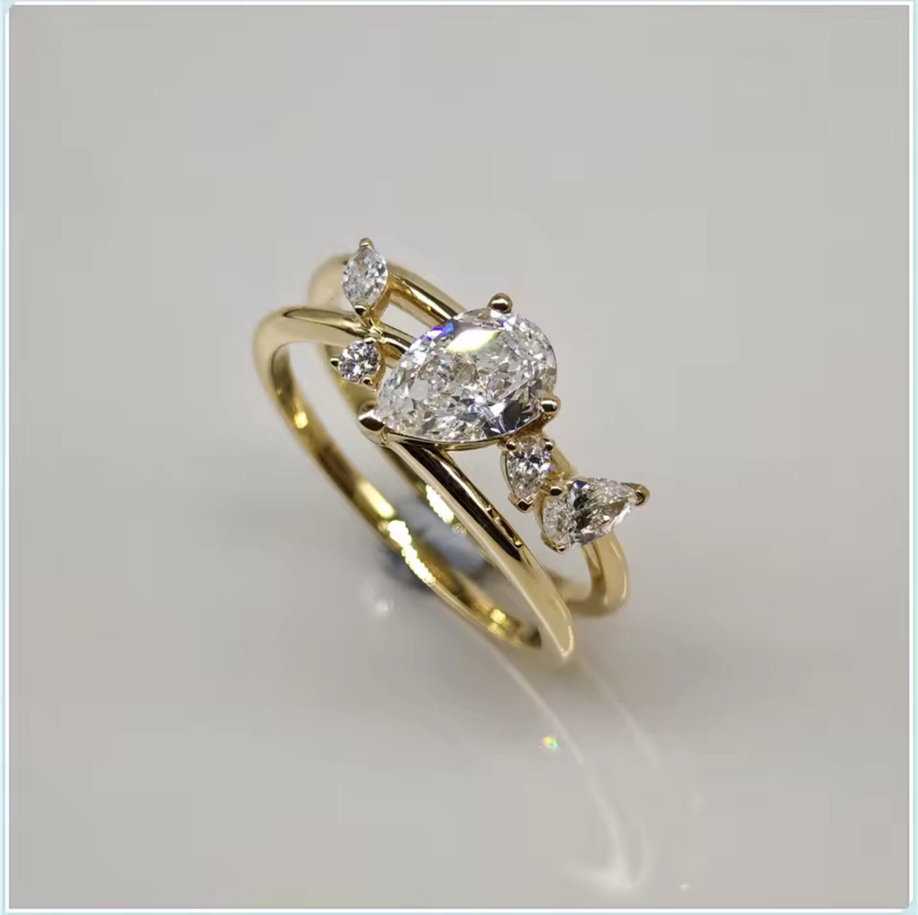 Solid 18K White Gold Diamond Ring