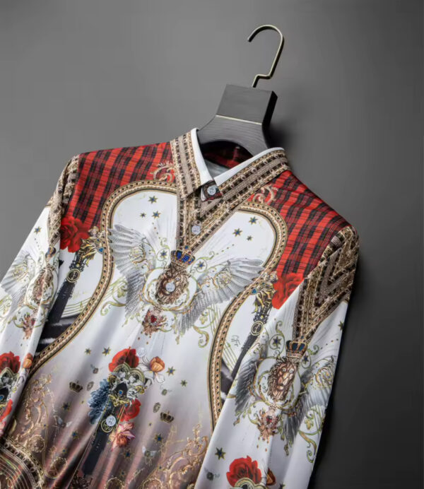 Fashion casual high-definition printed shirt 2025 men's shirt top long sleeved lapel shirt - Image 3