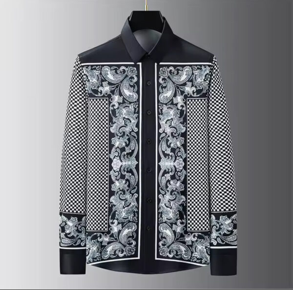 Fashion casual high-definition printed shirt 2025 men's shirt top long sleeved lapel shirt - Image 5