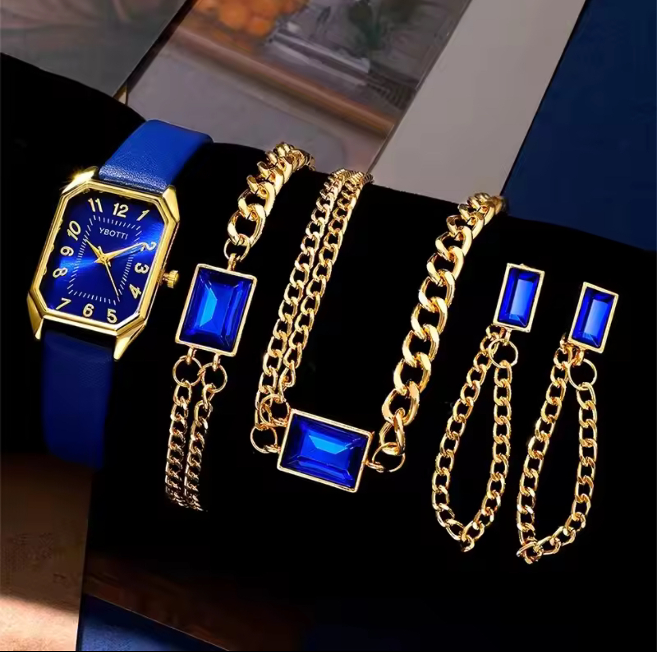 Blue Classic Simple Watch Jewelry Set