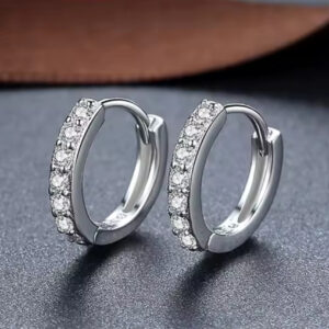 Silver Crystal Circle Earring For Women