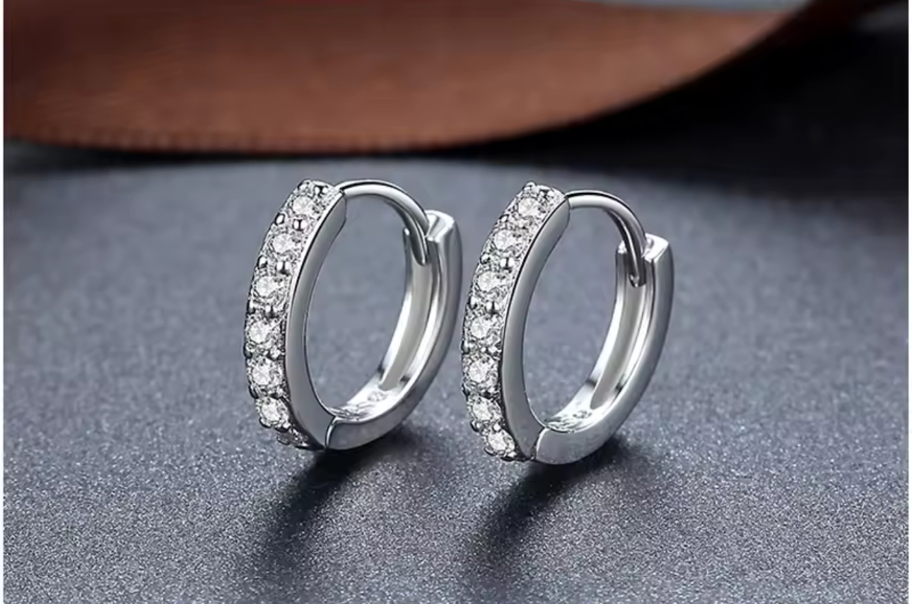 Silver Crystal Circle Earring For Women