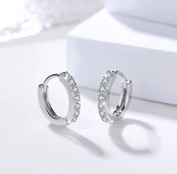 Silver Crystal Circle Earring For Women - Image 5