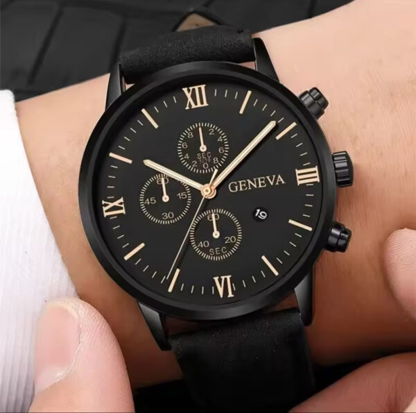 Black Quartz Watch For Men - Image 4