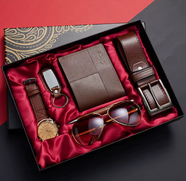 Gift Set for Men | Belt, Sunglasses, Wrist Watch, Wallet, Pen and Key Holder. Comes fully boxed. Available in Black and Brown - Image 2