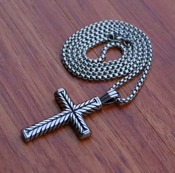 Twisted Pattern Cross Pendant - Image 2