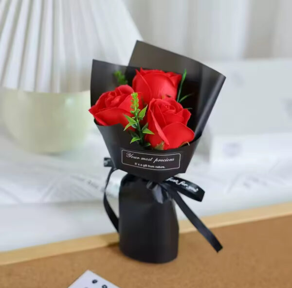 3 Heads Artificial Rose Bouquet available in different colors (2-10days) delivery - Image 2