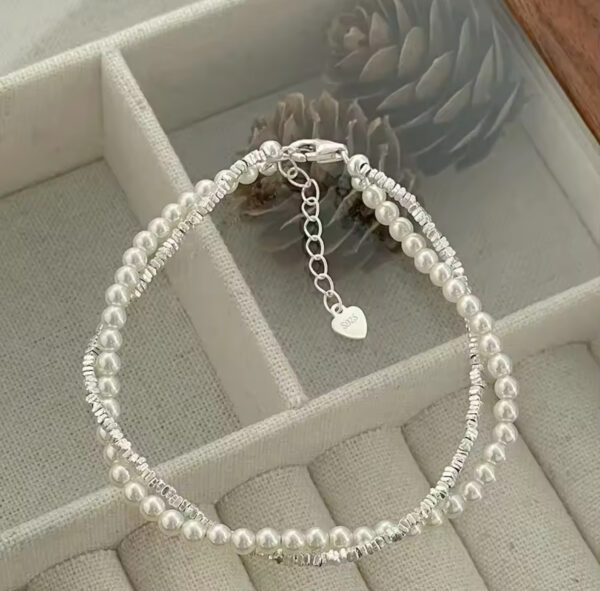 Silver Pearl Bracelet For Women - Image 4