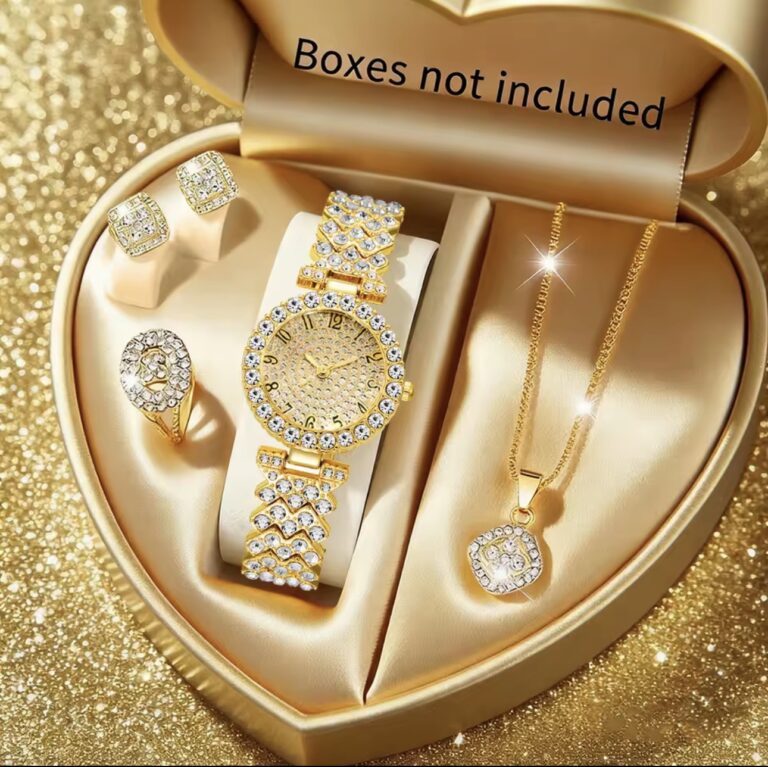 5pcs Luxury Rhinestone Women's Jewelry Set